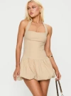 Princess Polly Gigli Bubble Hem Mini Dress In Beige