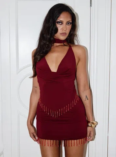 Princess Polly Ginah Bead Tassel Mini Skirt In Red
