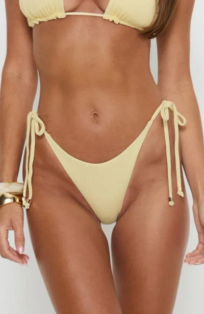 Princess Polly Glora Rib Side Tie Bikini Bottoms In Yellow