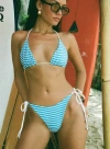 Princess Polly Glora Tie Side Bikini Bottom White In Blue / White