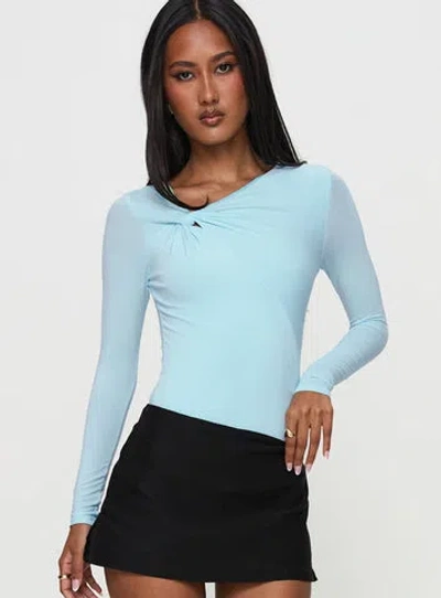 Princess Polly Glorious Look Twist Detail Bodysuit In Blue