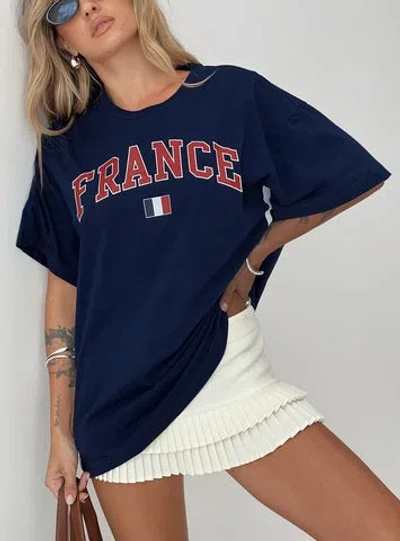 Princess Polly Goal France Oversized Tee In Blue