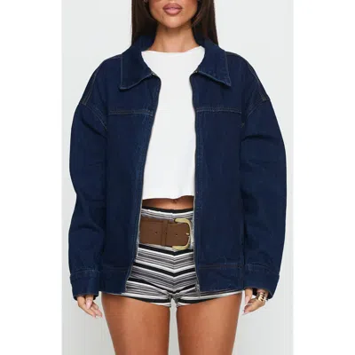 Princess Polly Goldsmith Denim Bomber Jacket In Blue
