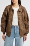 Princess Polly Goldsmith Oversize Faux Leather Bomber Jacket In Brown