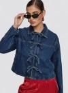 Princess Polly Good On You Bow Detail Jacket In Blue Denim