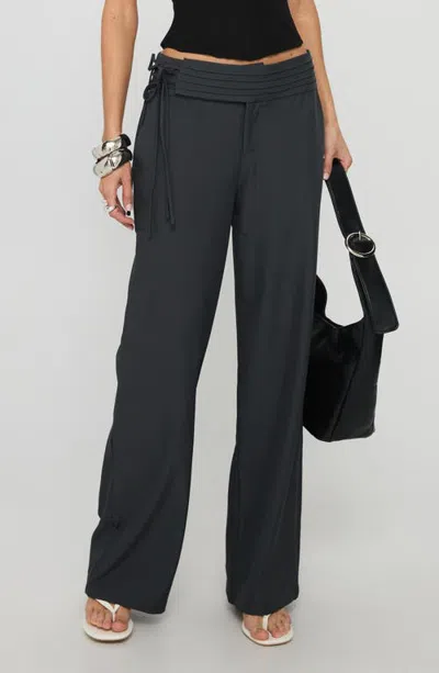 Princess Polly Good Riddance Pleat Side Tie Detail Tailored Wide Leg Pants In Multi