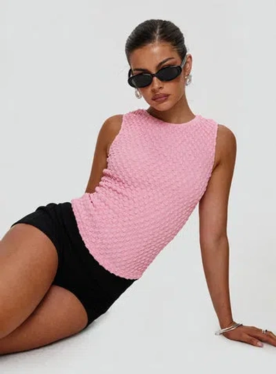 Princess Polly Goodnight And Go Textured Top In Pink