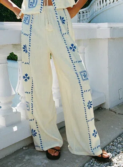Princess Polly Grazia Pants In Cream / Blue