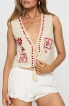 Princess Polly Grazia Tie Front Crop Vest In Neutral
