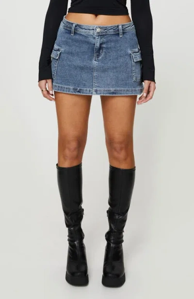 Princess Polly Grishea Low Rise Cargo Denim Miniskirt In Blue