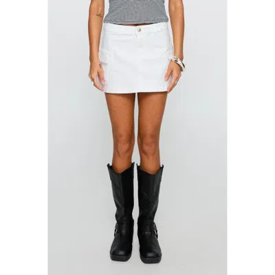 Princess Polly Grishea Low Rise Cargo Denim Miniskirt In White