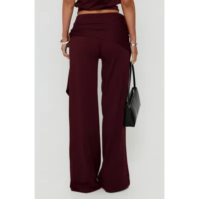 Princess Polly Hadlia Tie Waist Wide Leg Pants In Burgundy
