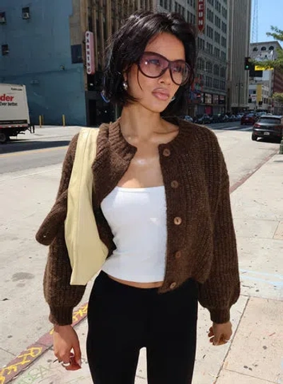 Princess Polly Hadly Knit Cardigan In Brown