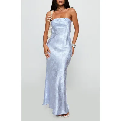 Princess Polly Haley Jacquard Strapless Gown In Blue