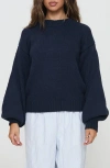 Princess Polly Harmony Balloon Sleeve Sweater In Navy