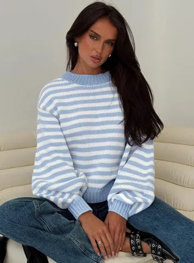 Princess Polly Harmony Knit Sweater In Blue / White Stripe