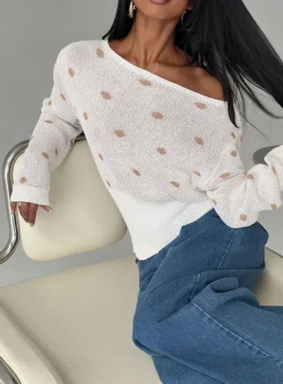 Princess Polly Harvy Off Shoulder Knit Sweater In White