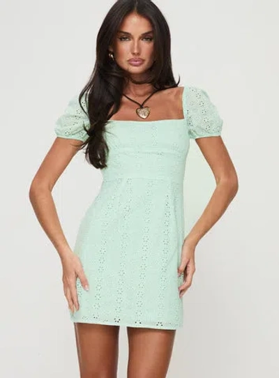 Princess Polly Havena Anglaise Mini Dress In Sage