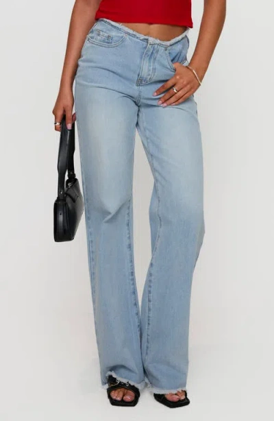 Princess Polly Hawke Frayed Low Rise Straight Leg Jeans
