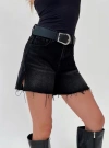 Princess Polly Hayelle Denim Shorts In Washed Black