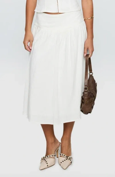 Princess Polly Heart Of Gold Drop Waist Linen Blend Midi Skirt In White