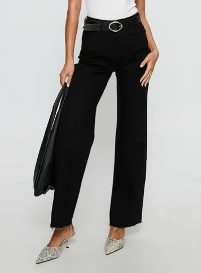 Princess Polly Henesey High Rise Straight Leg Jeans In Black