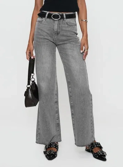 Princess Polly Henesey Raw Hem Jeans In Washed Grey