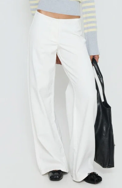 Princess Polly Hereos Mid Rise Baggy Wide Leg Jeans In White
