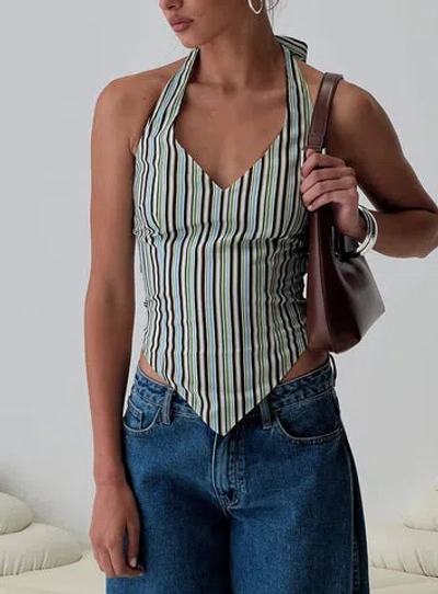 Princess Polly High Gear Stripe Smocked Halter Top In Multi