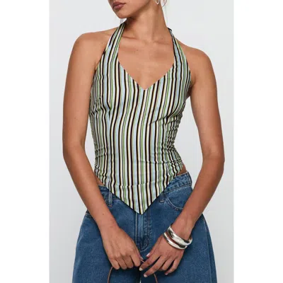 PRINCESS POLLY PRINCESS POLLY HIGH GEAR STRIPE SMOCKED HALTER TOP