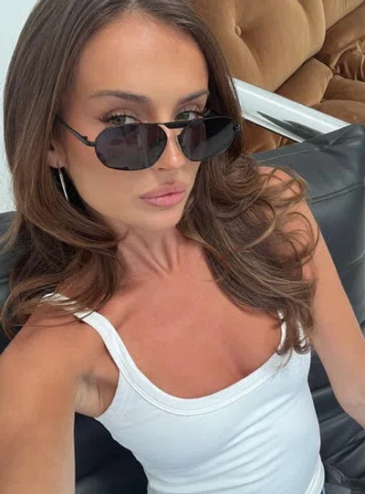 Princess Polly High Standards Aviator Sunglasses In Black