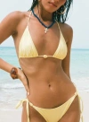 Princess Polly Hit The Beach Bead Detail Bikini Top In Lemon