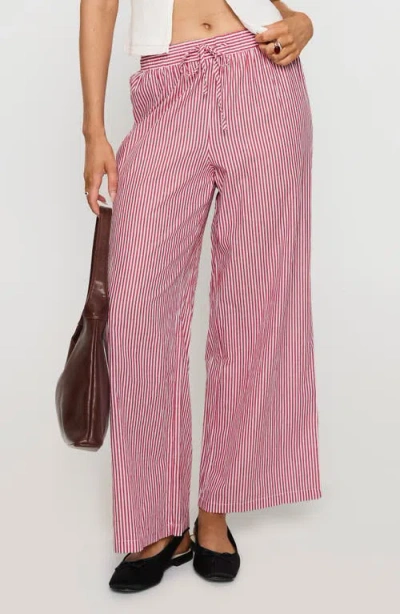 Princess Polly Holiday Tie Waist Wide Leg Pants In Pink