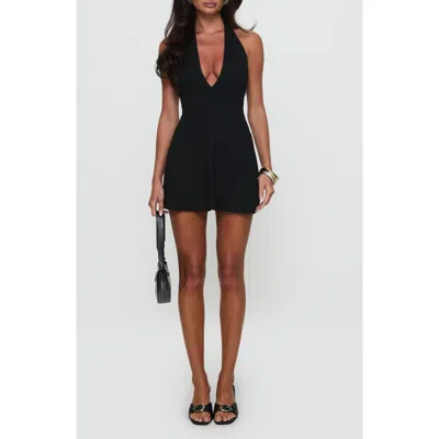 Princess Polly Hollywood Hills Plunge Neck Halter Minidress In Black
