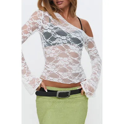 Princess Polly How Ironic One-shoulder Lace Crop Top
