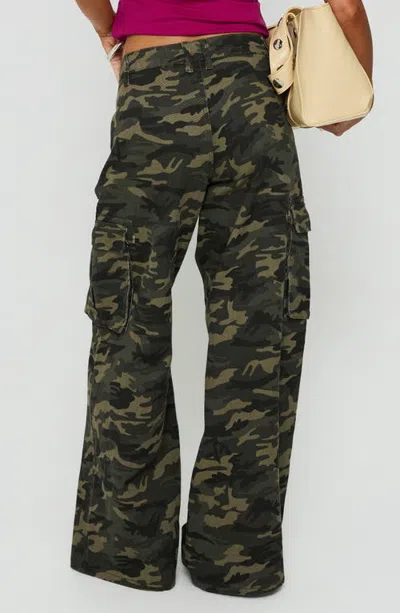 Princess Polly Hudsen Camouflage Low Rise Baggy Wide Leg Cargo Pants In Animal Print