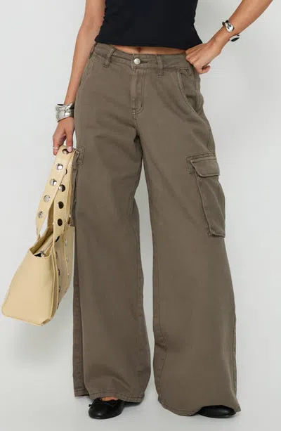 Princess Polly Hudsen Low Rise Wide Leg Cargo Pants In Brown