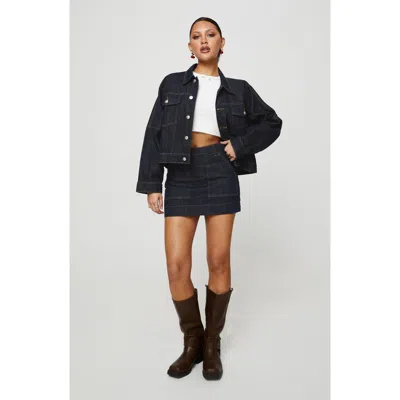 Princess Polly Hughes Patch Pocket Denim Miniskirt In Blue