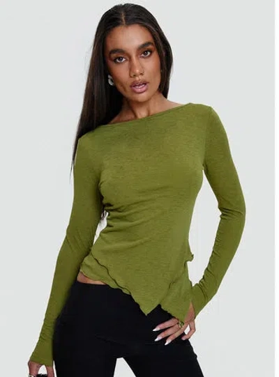 Princess Polly I Know You Backless Long Sleeve Top In Green