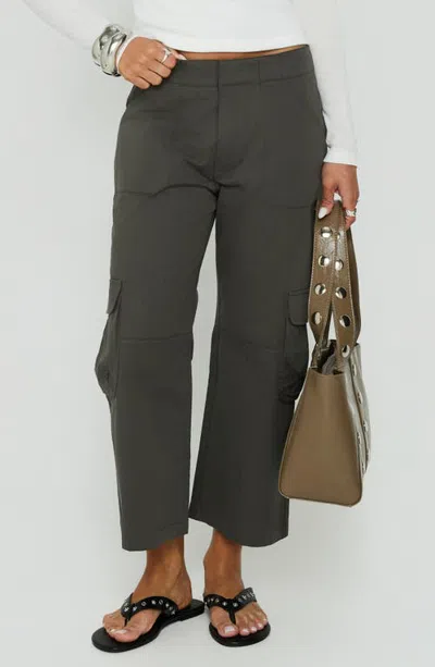 Princess Polly Indee Cropped Cargo Pants In Gray