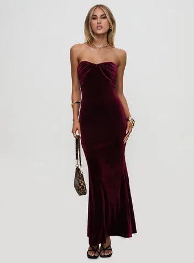 Princess Polly Irena Strapless Maxi Dress In Burgundy
