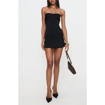 Princess Polly Irena Strapless Satin Minidress In Black