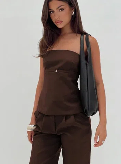Princess Polly Irresistible Strapless Top In Chocolate