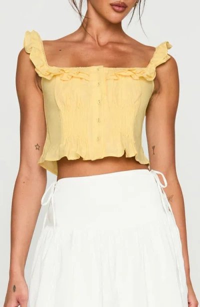 Princess Polly Isadoria Ruffle Trim Cotton & Linen Tank