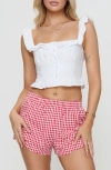Princess Polly Isadoria Ruffle Trim Cotton & Linen Tank In White