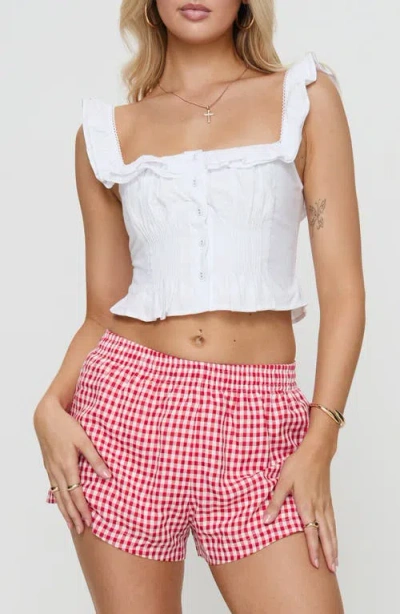 Princess Polly Isadoria Ruffle Trim Cotton & Linen Tank In White