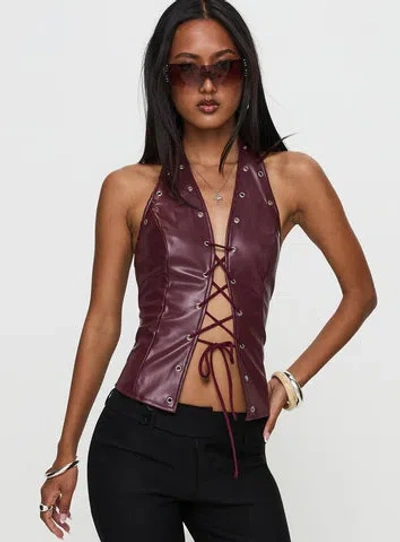 Princess Polly I've Been There Faux Leather Halter Top In Red