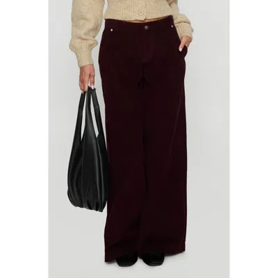 Princess Polly Jacynda Low Rise Wide Leg Corduroy Pants In Burgundy