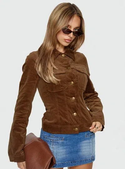 Princess Polly Jadeann Cord Fitted Jacket In Brown