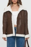 Princess Polly Jadu Faux Shearling Lined Faux Leather Jacket